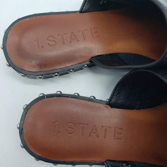 1. State Cadwyn women US 6 black leather silver studded zipped upper slides - Picture 9 of 11